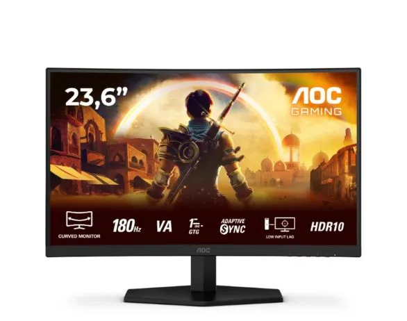 Монитор AOC C24G42E, 23.6" VA Curved 1500R, WLED, 1020x1080@180Hz, 4ms GtG, 0.5ms MPRT, 250cd m/2, 3000:1, 80M:1 DCR, Adaptive Sync, FlickerFree, Low Blue Light, 2Wx2, Tilt, 2xHDMI, DP