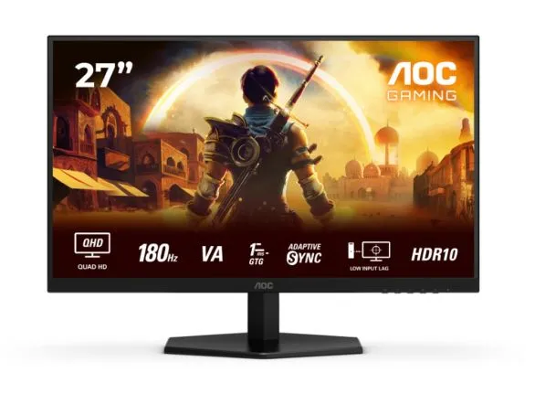 Монитор AOC Q27G42XNE, 27" Fast VA WLED, 2560x1440@180Hz, 1ms GtG, 0.5ms  MPRT, 300cd m/2, 5000:1, 80M:1 DCR, Adaptive Sync, FlickerFree, Low Blue Light, 2Wx2, Tilt, 2xHDMI, DP