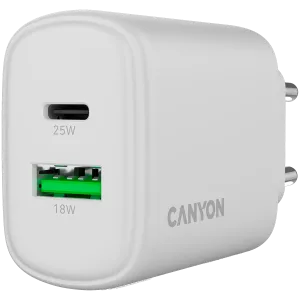 CANYON charger OnCharge 250 25W 1xPD 1xQC EU White