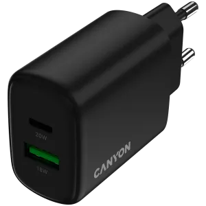 CANYON charger OnCharge 200 20W 1xPD 1xQC EU Black