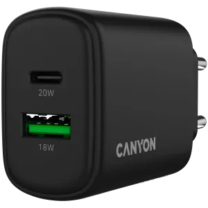 CANYON charger OnCharge 200 20W 1xPD 1xQC EU Black