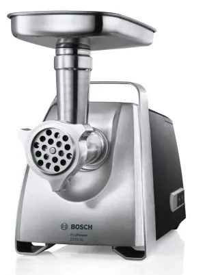 Месомелачка Bosch MFW68660, Meat mincer, ProPower 2200W, 4,3 kg/min, nr. 8, 3 sieves, kebbe attachment, juicer for soft fruits & vegetables, shredder with 4 drums, full inox tray, reverse function