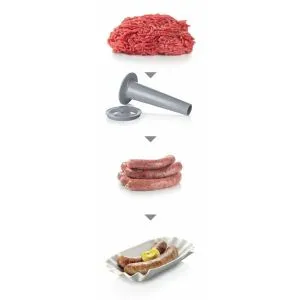Месомелачка Bosch MFW68660, Meat mincer, ProPower 2200W, 4,3 kg/min, nr. 8, 3 sieves, kebbe attachment, juicer for soft fruits & vegetables, shredder with 4 drums, full inox tray, reverse function