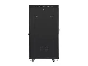 Комуникационен шкаф Lanberg rack cabinet 19" free-standing 27U / 600x800 self-assembly flat pack with mesh door LCD, black