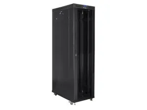 Комуникационен шкаф Lanberg rack cabinet 19" free-standing 47U/800x1200 (flat pack) with glass door lcd black v2