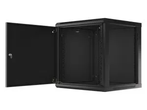 Комуникационен шкаф Lanberg rack cabinet 19" wall-mount 12U/600x600 for self-assembly with metal door black (flat pack)