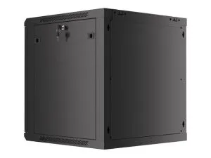 Комуникационен шкаф Lanberg rack cabinet 19" wall-mount 12U/600x600 for self-assembly with metal door black (flat pack)