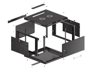 Комуникационен шкаф Lanberg rack cabinet 19" wall-mount 6U/600x600 for self-assembly with metal door black (flat pack)