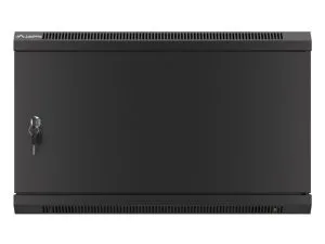 Комуникационен шкаф Lanberg rack cabinet 19" wall-mount 6U/600x600 for self-assembly with metal door black (flat pack)