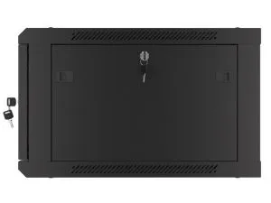 Комуникационен шкаф Lanberg rack cabinet 19" wall-mount 6U/600x600 for self-assembly with metal door black (flat pack)