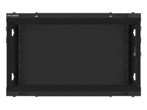 Комуникационен шкаф Lanberg rack cabinet 19" wall-mount 6U/600x600 for self-assembly with metal door black (flat pack)