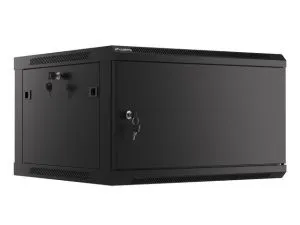 Комуникационен шкаф Lanberg rack cabinet 19" wall-mount 6U/600x600 for self-assembly with metal door black (flat pack)
