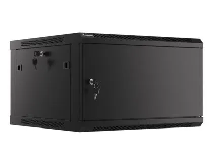Комуникационен шкаф Lanberg rack cabinet 19" wall-mount 6U/600x600 for self-assembly with metal door black (flat pack)