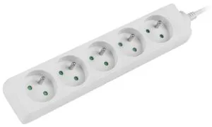Разклонител Lanberg power strip 1.5m, 5 sockets, french quality-grade copper cable, white