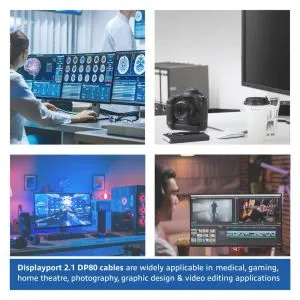 ACT Кабел Display port 2.1 мъжко-мъжко,8К@60Hz,4k@240Hz, 1м, черен