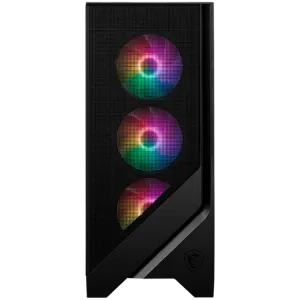 MSI MAG FORGE 120A AIRFLOW, Mid-Tower, ATX/M-ATX/ITX, 2x USB 3.2 Gen 1 Type-A, 1x Audio/1x Mic, LED On/Off Button, ARGB Hub, 6x 120mm ARGB Fans, Mesh Panel, 4mm Tempered Glass