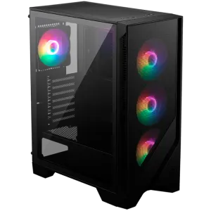 MSI MAG FORGE 120A AIRFLOW, Mid-Tower, ATX/M-ATX/ITX, 2x USB 3.2 Gen 1 Type-A, 1x Audio/1x Mic, LED On/Off Button, ARGB Hub, 6x 120mm ARGB Fans, Mesh Panel, 4mm Tempered Glass