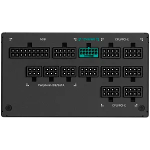 DeepCool PX1300-P, 1300W, 80 Plus PLATINUM, Fully Modular, Flat Black Cables, 135mm FDB Fan, Fluid Dynamic Bearing, 150x160x86mm (W x L x H), ATX 3.0, OPP/OVP/SCP/OTP/OCP/UVP/NLO/SIP, 12Y, R-PXD00P-FC0B-EU