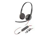 HP Poly Blackwire 3225 Stereo USB-C Headset +3.5mm Plug +USB-C/A Adapter