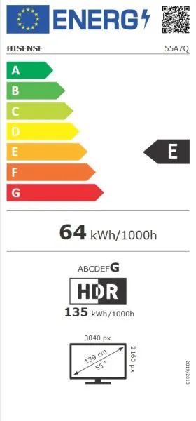 Телевизор Hisense 55"A7Q, 4K Ultra HD 3840x2160, Quantum Dot, Light Sensor,HDR 10+, HLG, Dolby Vision, Dolby Atmos, Smart TV, Voice Control,2x10 W + 20 W ,WiFi 5GHz, WiFi Direct, BT, Anyview Cast, 3xHDMI, 2xUSB, LAN, DVB-T2/C/S2, Black
