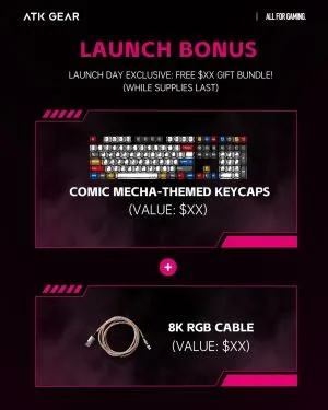 ATK професионална геймърска механична клавиатура Professional Gaming Mechanical Keyboard RS6 Ultra - 8K, TTC RGB Magneto [Linear] - Sakura Warrior