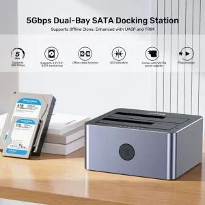 Unitek Storage - HDD Dock - 2 BAY - Y-3026GY01-EU