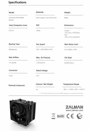 Cooler procesor Zalman Cooler CPU CNPS10X PERFORMA BLACK