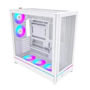 Montech Case ATX - HS01 PRO (W) - 5 x 120 mm ARGB Fans, USB-C, White
