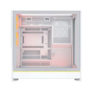 Montech Case ATX - HS01 PRO (W) - 5 x 120 mm ARGB Fans, USB-C, White