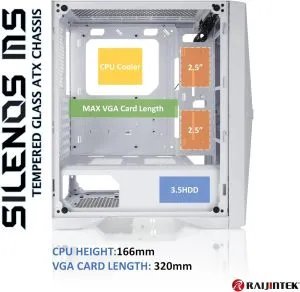 Raijintek кутия Case ATX - SILENOS MS PRO WHITE - 2 x 200 mm ARGB Fans