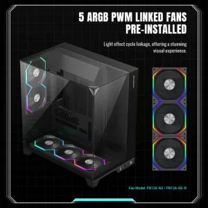 Gamemax Case ATX - Infinity Pro Black - 5 x 120 mm Addressable RGB fans