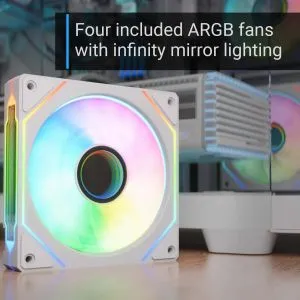 AeroCool Case ATX - P500C-G-WT-v1 - 4 x 120 mm Infinity Mirror A-RGB