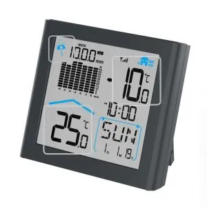Statie meteo HAMA Rainy, Radio Pluviometru, Temperatura, Ceas DCF, Gri