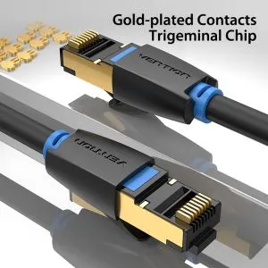 Vention Кабел LAN SFTP Cat.8 Patch Cable - 0.5M Black 40Gbps - IKABD