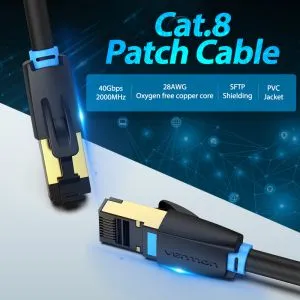 Vention Кабел LAN SFTP Cat.8 Patch Cable - 0.5M Black 40Gbps - IKABD