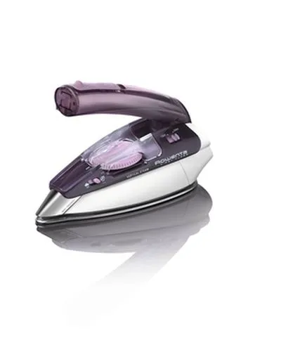 Fier de călcat Rowenta DA1511F1, clasa întâi, fier de călcat cu aburi de călătorie, fier de călcat 0 până la 10 g/min, 45 g/min abur, rezervor de 70 ml, dublă tensiune, Microsteam 200, alb și violet