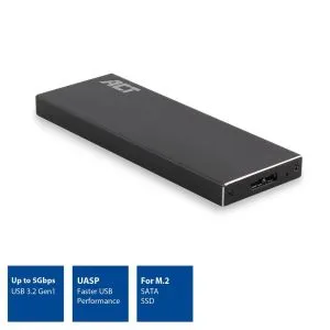 Enclosure /HDD-RACK/ ACT AC1600, M.2 SSD, USB 3.2 Gen1, Black