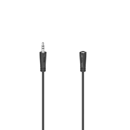 Cablu prelungitor audio HAMA 3,5 mm mufă tată - 3,5 mm mufă mamă, 1,5 m, negru