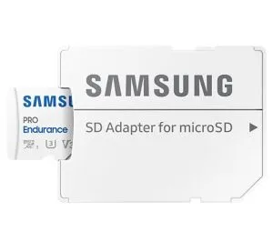 Memory Samsung 256 GB micro SD PRO Endurance, Adapter, Class10, Waterproof, Magnet-proof, Temperature-proof, X-ray-proof, Read 100 MB/s - Write 40 MB/s