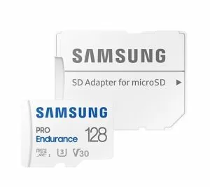 Memorie Samsung 128 GB micro SD PRO Endurance, Adaptor, Clasa 10, Rezistent la apă, Rezistent la magneti, Rezistent la temperatură, Rezistent la raze X, Citire 100 MB/s - Scriere 40 MB/s