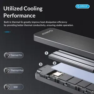 Orico Storage - Case - M.2 NVMe M key - USB3.1 Gen2 Type-C, 10Gbps - HM2-G2-BK