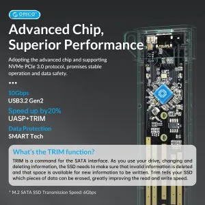 Orico Storage - Case - M.2 NVMe M-key 10 Gbps Dark Green - MM2C3-G2-GR