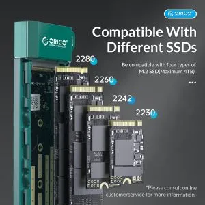 Orico Storage - Case - M.2 NVMe M-key 10 Gbps Dark Green - MM2C3-G2-GR
