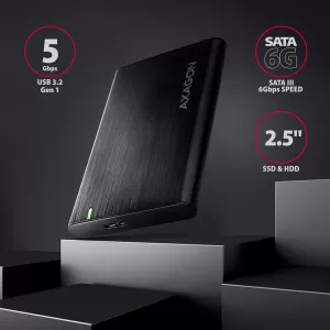 AXAGON EE25-A6M USB3.0 - SATA 6G 2.5" Cutie externă FĂRĂ ȘURUB ALU RAW NEGRU