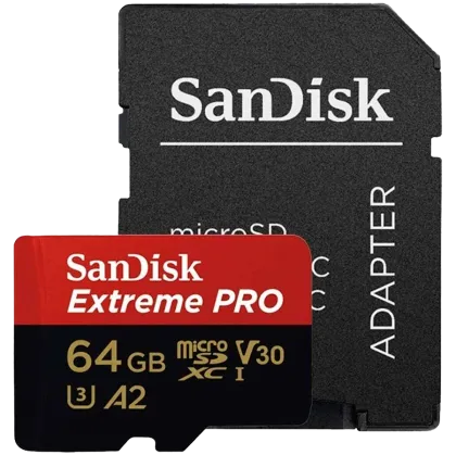 SanDisk Extreme PRO microSDXC 64GB + SD Adapter + 2 years RescuePRO Deluxe up to 200MB/s & 90MB/s Read/Write speeds A2 C10 V30 UHS-I U3