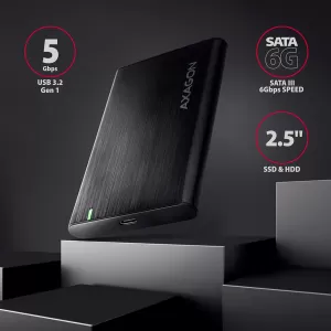 AXAGON EE25-A6C USB-C 3.2 Gen 1 - SATA 6G 2.5" Cutie externă FĂRĂ șuruburi ALU RAW NEGRU