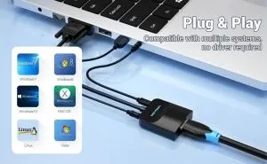 Vention Adapter VGA to HDMI with sound - Active converter with AUX-in and Micro USB power - ACNBB