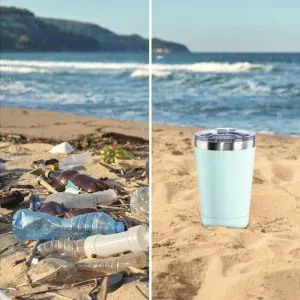 Xavax Thermal Mug, 270 ml, Insulated Mug To Go with Drinks Opening, pastel blue