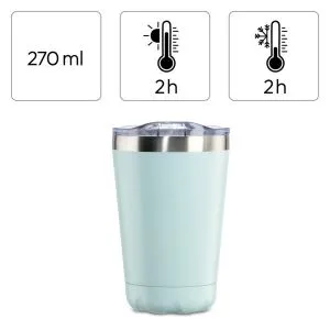 Xavax Thermal Mug, 270 ml, Insulated Mug To Go with Drinks Opening, pastel blue