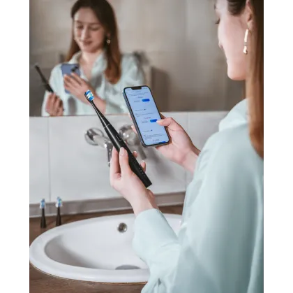 AENO SMART Sonic Electric toothbrush, DB2S: Black, 4modes +8 smart, wireless charging, 46000rpm, 90 days without charging, IPX7
